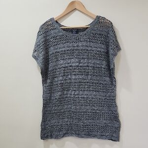 Crochet  Women's Woven Gray Blouse
